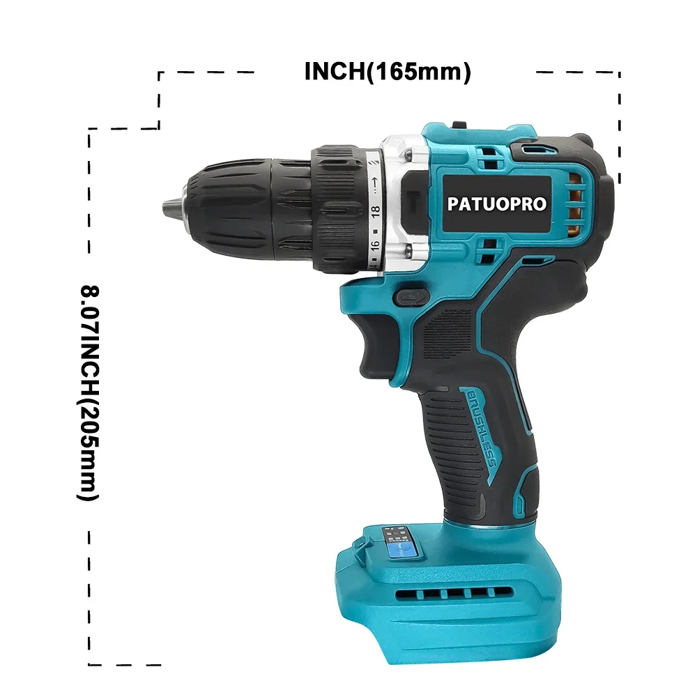 Imagem -03 - Brushless Broca Elétrica Chave de Fenda sem Fio Velocidade 18 Torque Chave de Fenda Perfuração Ice Ferramenta Elétrica Fit Makita 18v Bateria 10 mm