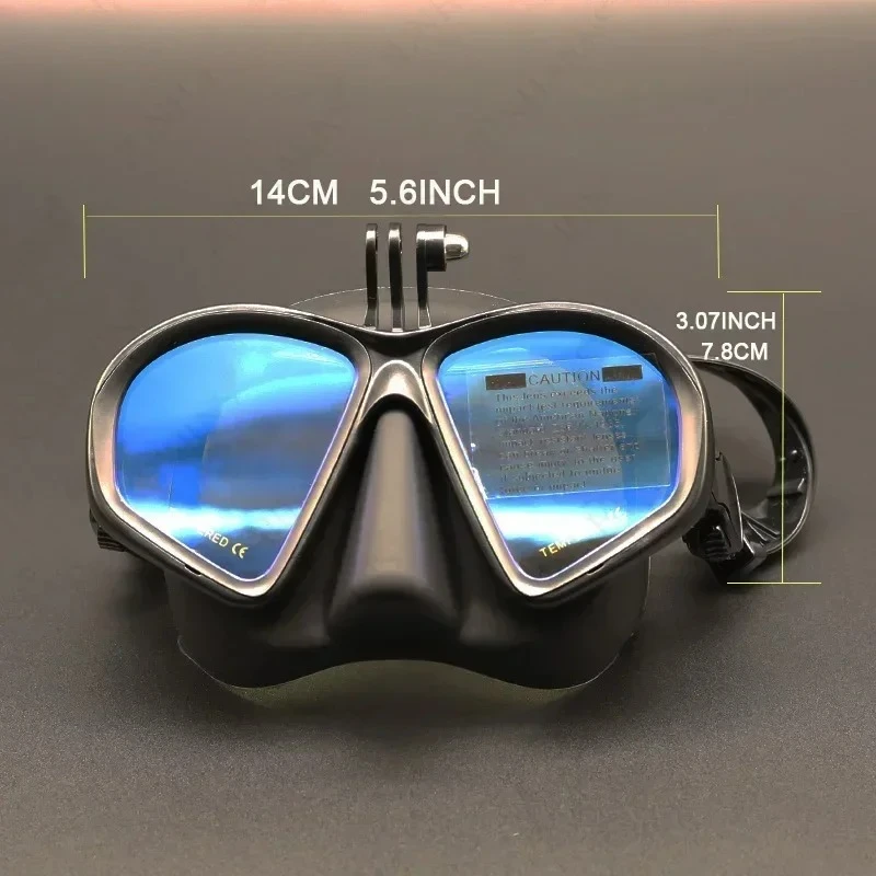 JUNHAIINS Máscara de apnea de vidrio templado Juego de snorkel Snorkel plegable Máscara de buceo tipo J con soporte para cámara