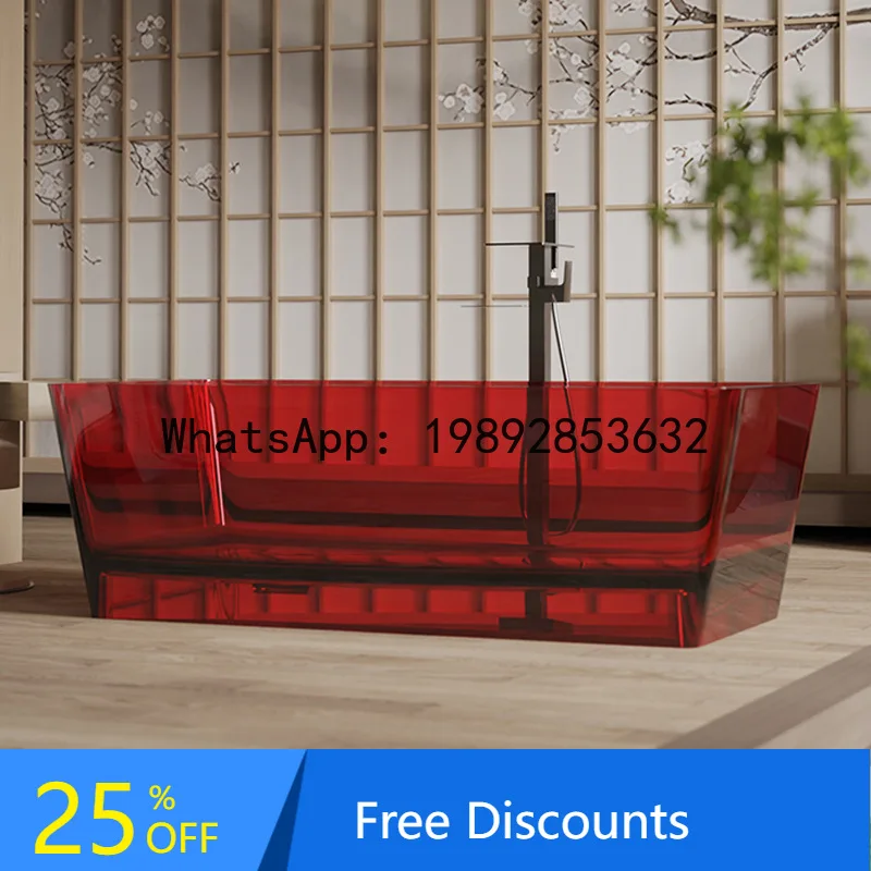 

YFY Rectangular Bathtub for Home Use, Adult Freestanding Insulation, Small Apartment Hotel Homestay Transparent Resin Bathtub