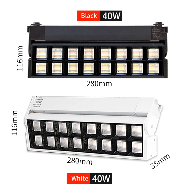 Luz de pista comercial, foco led, iluminación dispersa, superbrillante, tienda de ropa, 20W, 30W, 60W