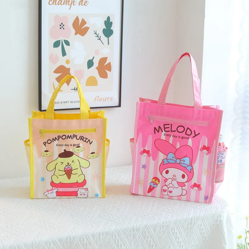 Torba na zamek Sanrio Cartoon Cinnamoroll Anime Kuromi Hello Kitty Dziecięca Torba o Dużej Pojemności na Dokumenty Prezent dla Ucznia