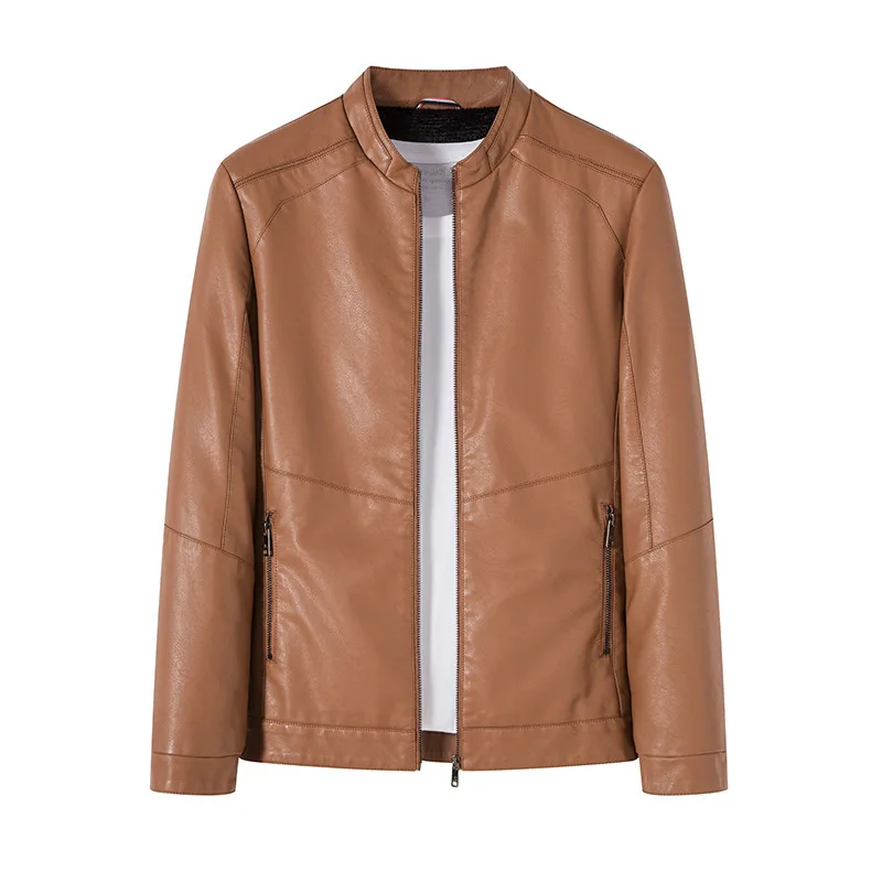 Autumn and Winter New Men's Korean Loose Standing Collar Leather Jacket