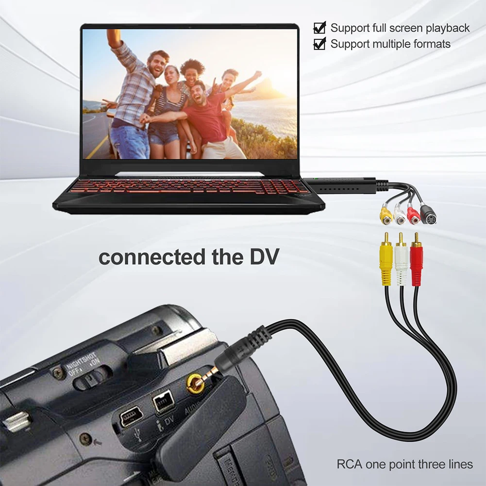 USB 2.0 بطاقة التقاط الفيديو VHS TV DVD VCR VHS إلى محول رقمي فيديو المنتزع USB 2.0 إلى AV محول التقاط الفيديو لنظام التشغيل Mac/PC