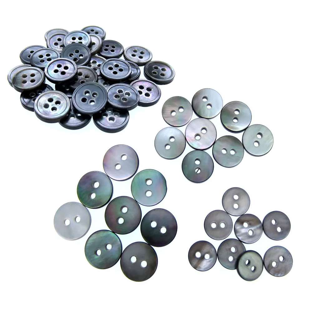 30Pcs Black mother of pearl shirt buttons natural shell buttons black iridescent Buttons 9mm~11.5mm