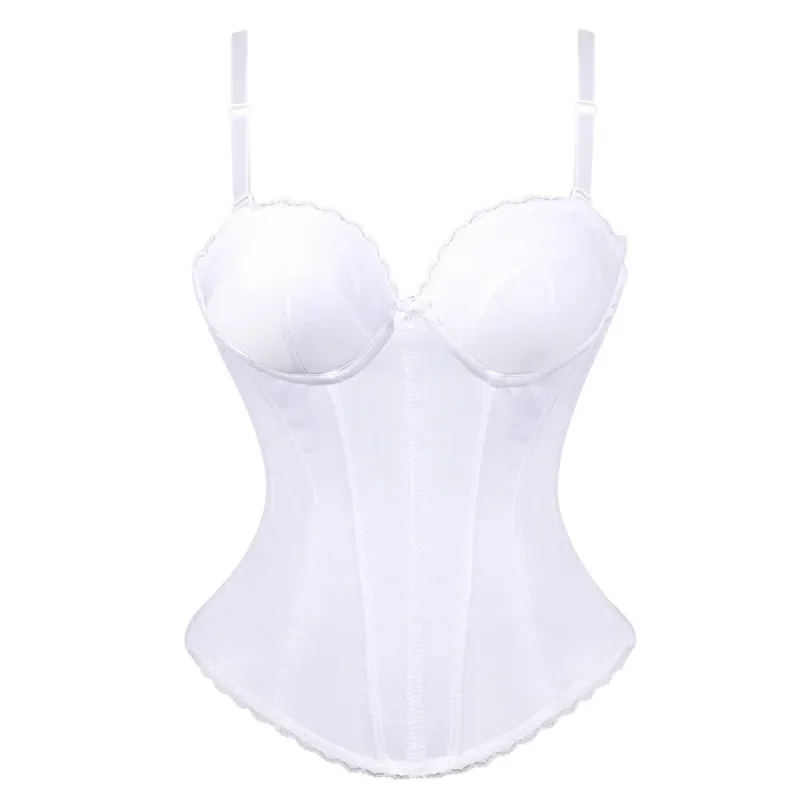 

Sexy Corsets And Bustiers Tops Style With Straps Lingerie Satin Corset Overbust Brocade Women Clothing Corselet White Black