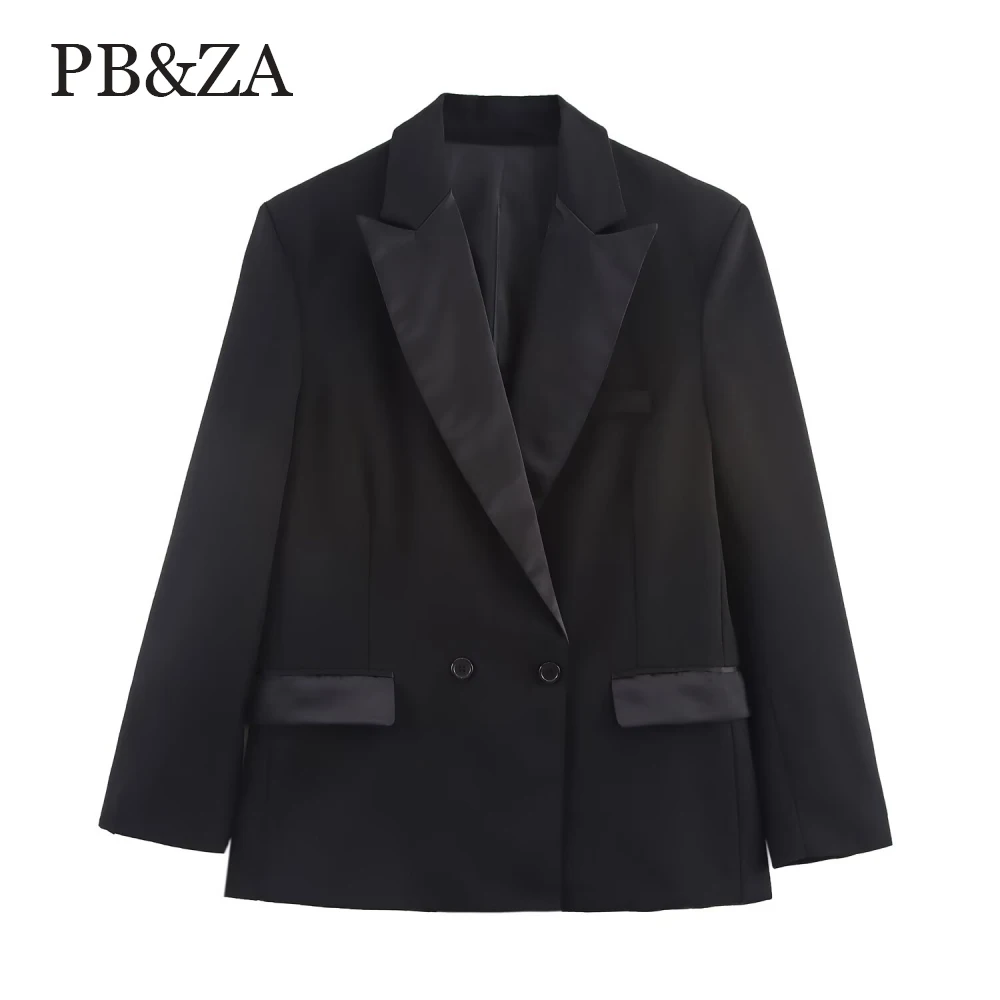 

PB&ZA женский свободный топ с воротником, длинными рукавами и карманами на пуговицах, осенне-зимний новый модный костюм