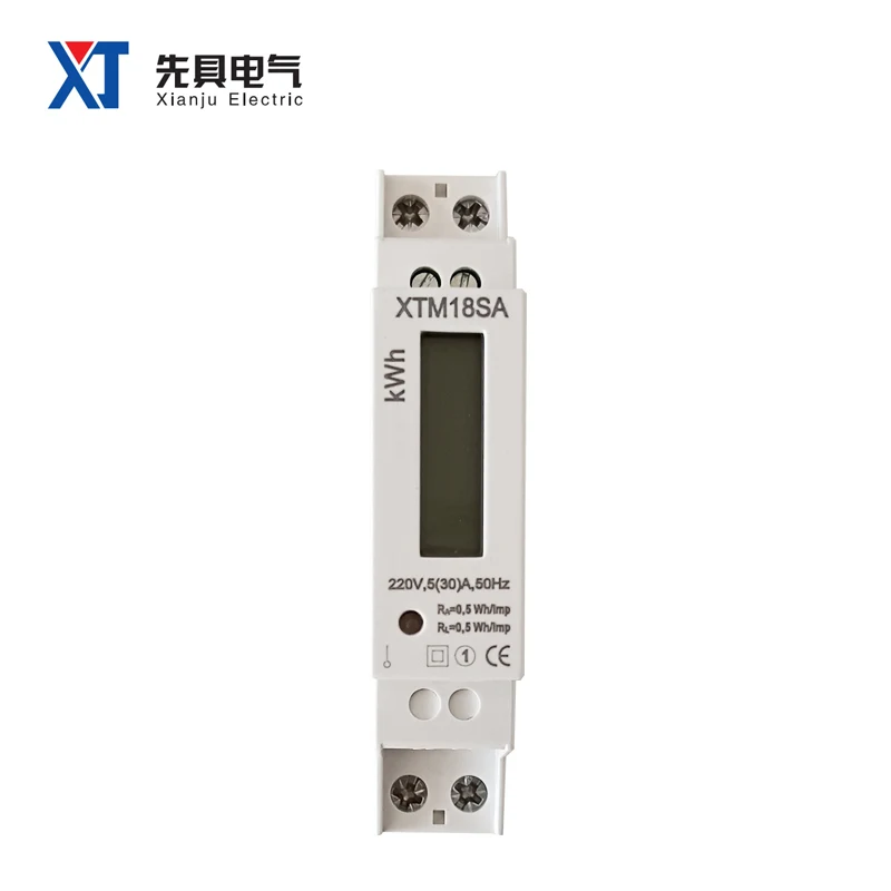 XTM18SA KWH Electricity Meter Single Phase 1P 35MM Din Rail Installation Mounted Watt Hour Meter Household Electronic Factory