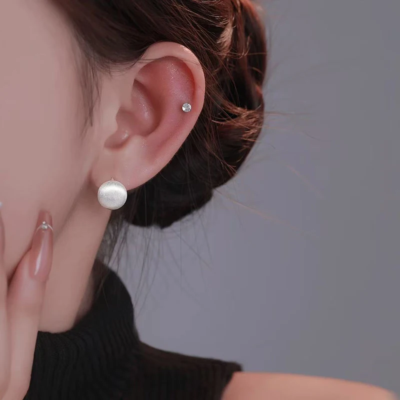 Silver Color Minimalist Brushed Hoop Earrings for Fashion Women Trendy Fashion Jewelry Light Luxury Accessories view 5