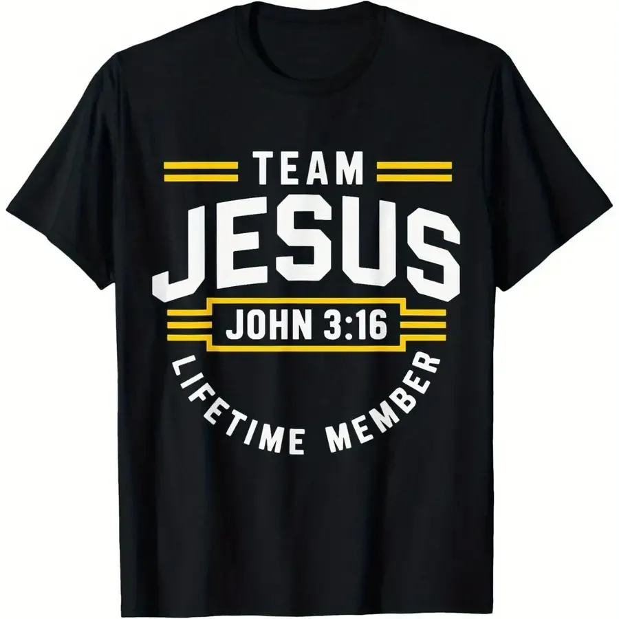 Men' and Women' Christian Faith T-Shirt with John 3:16 Bible Verse and Team - Lightweight Short Sleeve Round Neck Casual Church