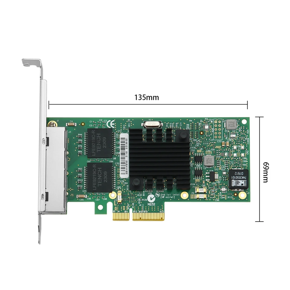 ABJU I350-T4V2 4 منافذ Pci-E X4 جيجابت إيثرنت بطاقة الشبكة رباعية Rj45 خادم داخلي Nic 1000mbps للكمبيوتر المكتبي