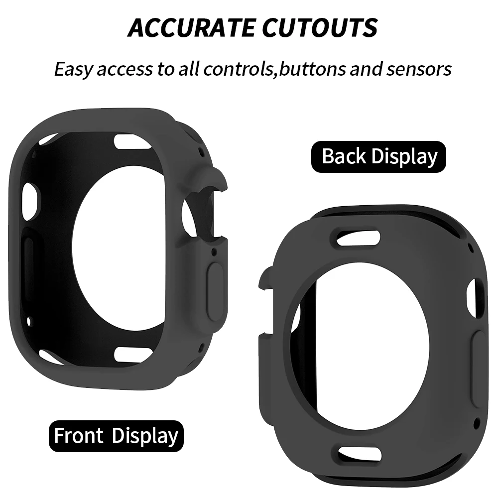 Soft Case for Apple Watch Ultra 49mm Sport watch Silicone Hollow Frame Bumper for iWatch Series 8/7 41mm 45mm Protective Cover