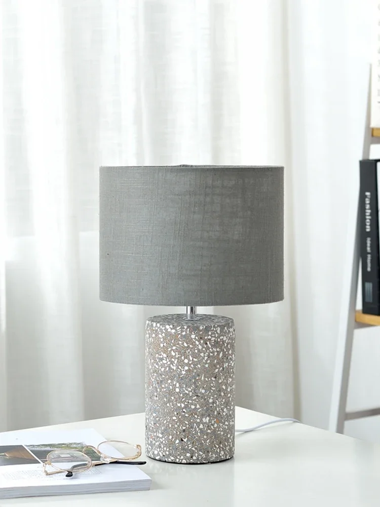 

Cement bedside lamp terrazzo table lamp creative personality table lamp modern simple bedroom decoration warm lamps