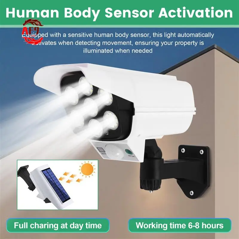 

AF90-Solar Simulation Monitoring Light Simulation Security Fake Camera Human Body Sensor Light Outdoor Home Garden Wall Light
