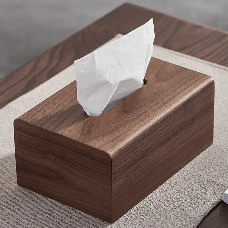 

Walnut Wood Tissue Box Holder Cover Designer Tissue Storage Boxes Luxury Wooden Napkin Box Modern Rectangular Napkins Case Home