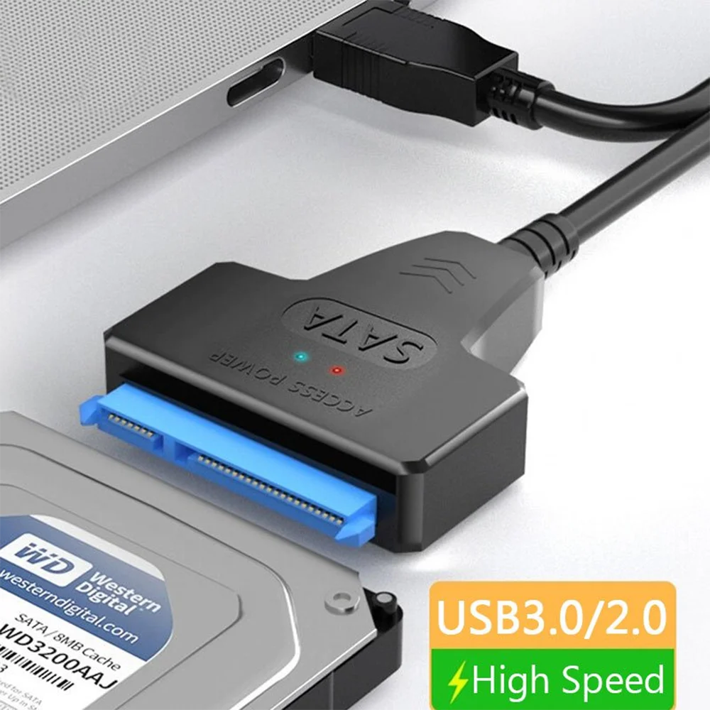 Cable SATA a USB 3,0/2,0 de hasta 6 Gbps para disco duro externo HDD SSD de 2,5 pulgadas, adaptador de 22 Pines, Cable USB 3,0 a SATA III