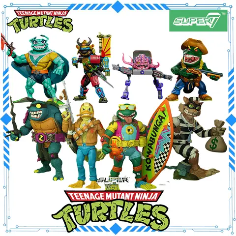 [In Stock] Super7 Original Ninja Turtles Series 6 Michelangelo Bad Turtle Prison Elvis Presley Duck Anime Mobile Doll Model Toy