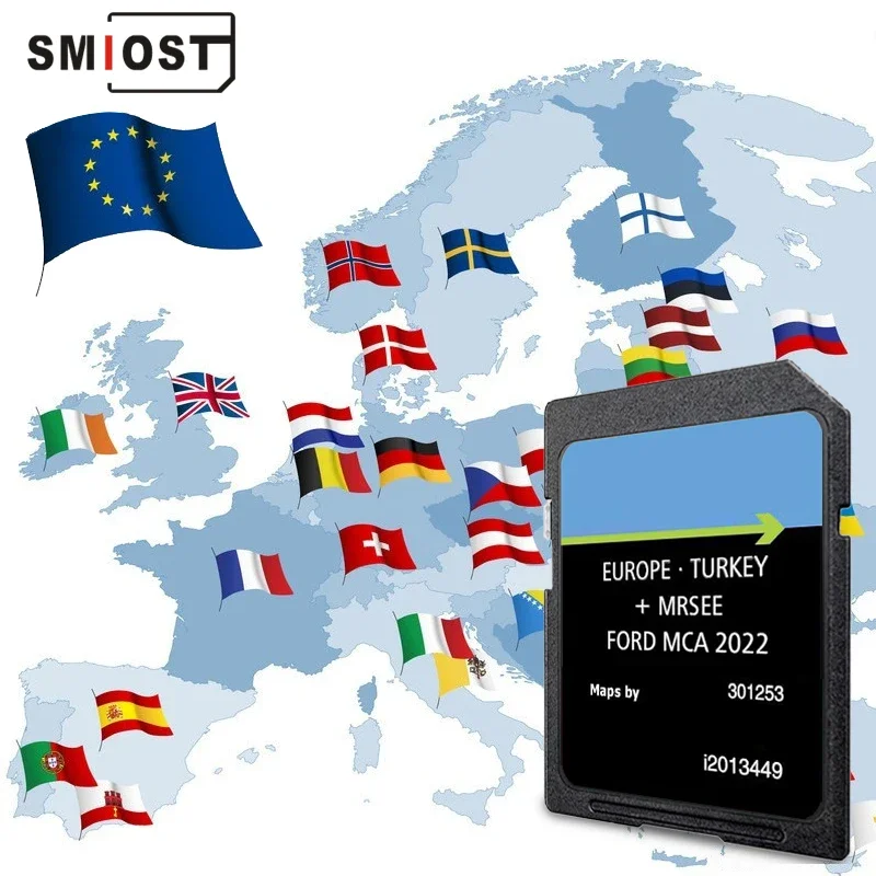 SMIOST for Ford MCA 2022 Navigation Card SD Card Europe Map for Car Mondeo Kuga Focus GPS Card Memory Cards