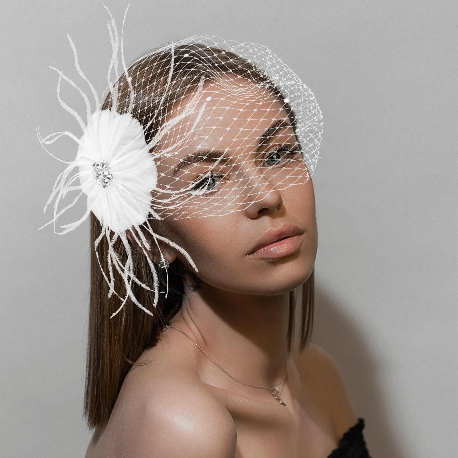 

Легкая декоративная заколка-фасцинатор из сетки для чайной церемонии, свадебная заколка для волос, женский головной убор