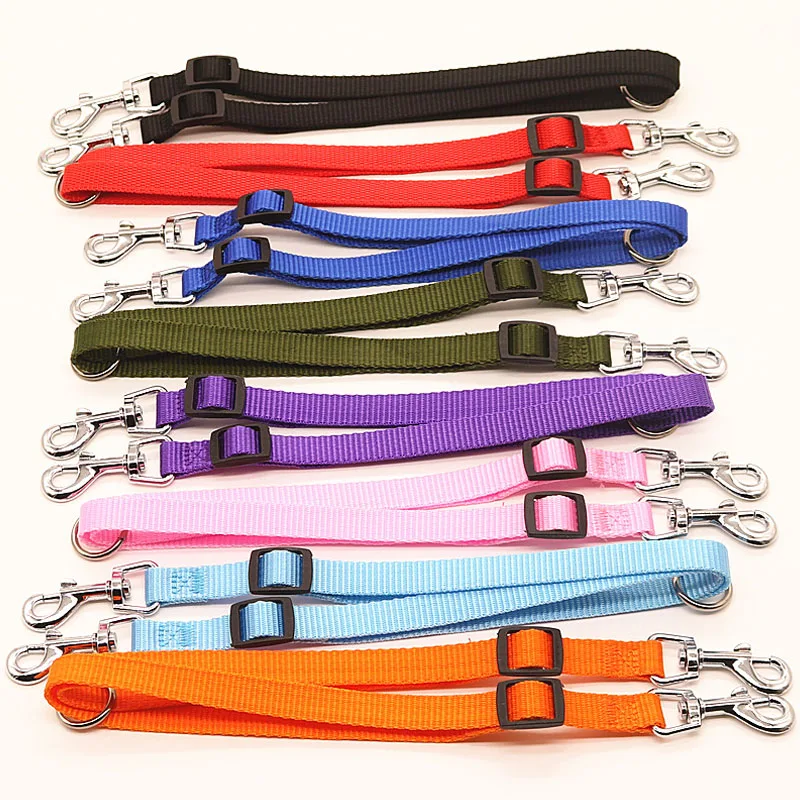 Double Twin Dual Coupler Dog Leash Two in One Strong Nylon V Shape Adjustable Pet Dog Leash Colorful Traction Rope Detachable