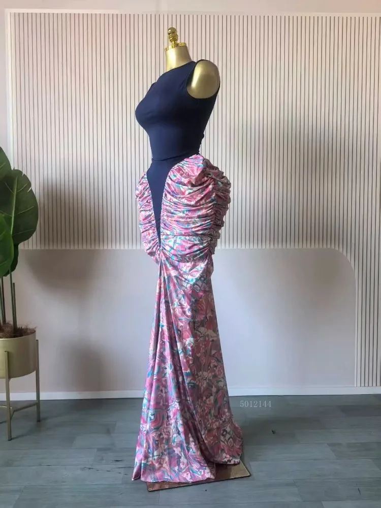 เดรสยาวทรงสโมค ผ้าพิมพ์ลาย แต่งระบาย ผูกเชือก แขนกุด สำหรับผู้หญิง เหมาะสำหรับวันหยุด ปาร์ตี้ งานวันเกิด ปี 2025