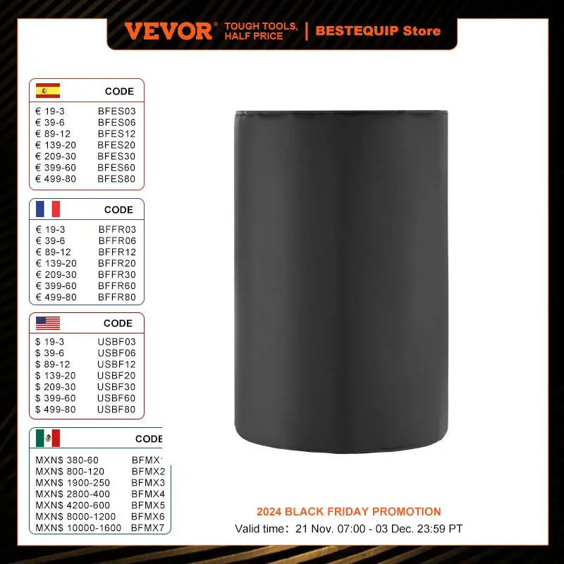 VEVOR Metal Drum Heater 1300 Watt Pail Heating Band for 55 Gallon Barrel 0-145℉ Waterproof Oxford Fabric High Efficiency Grease