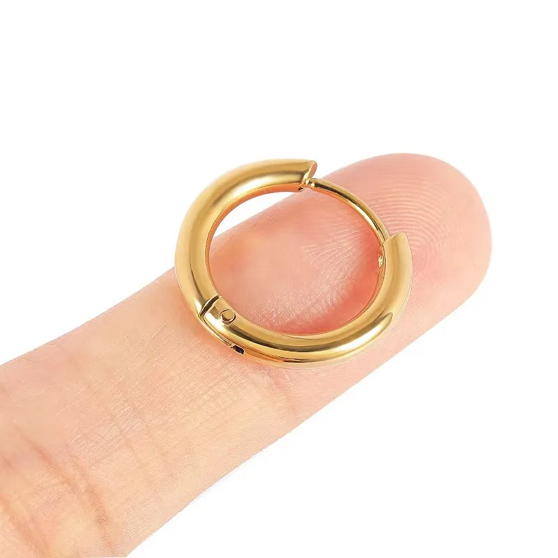 1 Paar 8-20mm Trendige Kleine Creolen für Damen/Herren Zierliche Runde Edelstahl-Ohrclips Piercing-Schmuck – Detail 4