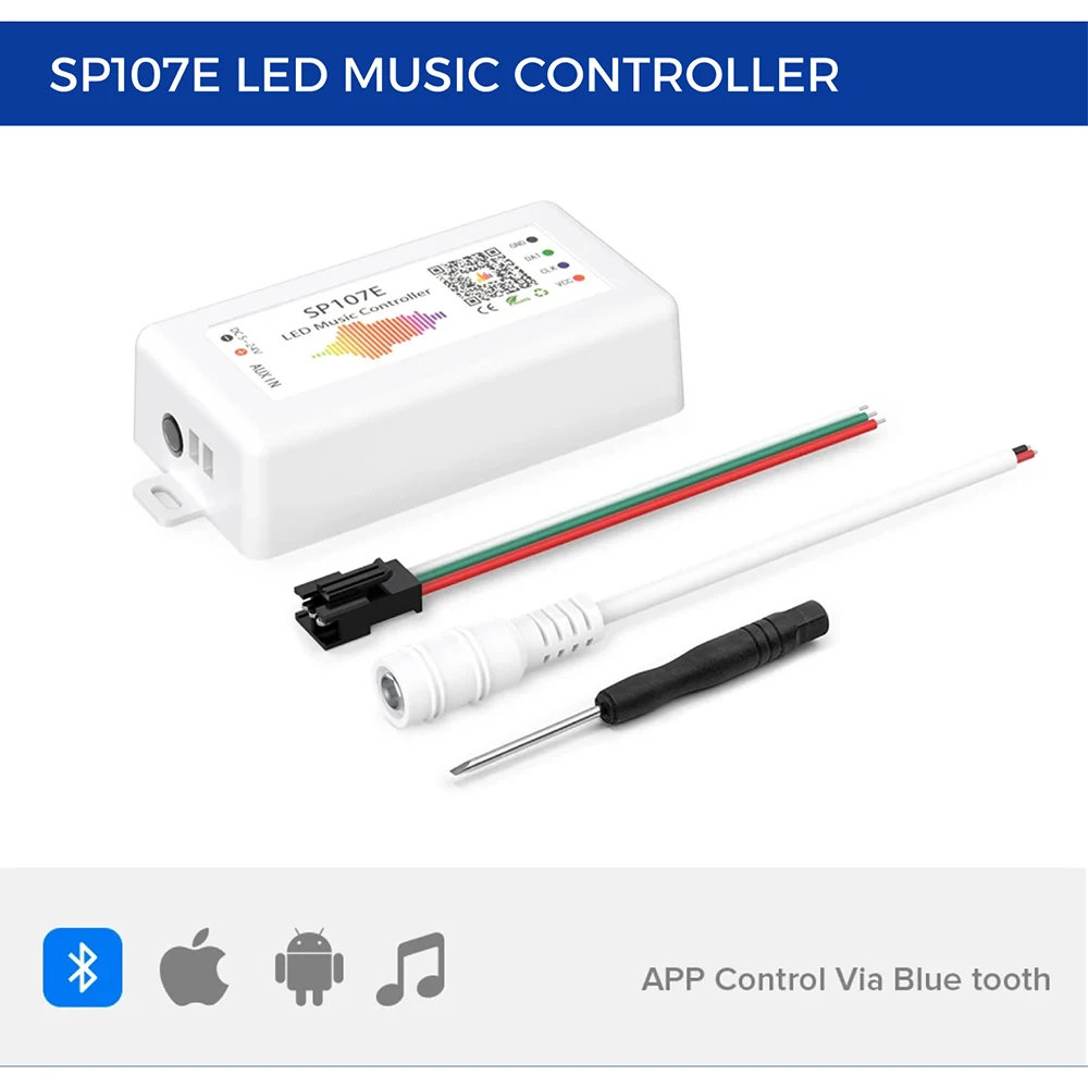 Ws2812 2811 Led Pixel Rgbic LED Strip Light SPI Addressable Controller DC5V24V Bluetooth WIFI Zigbee Music Sp107E Tuya Smart App