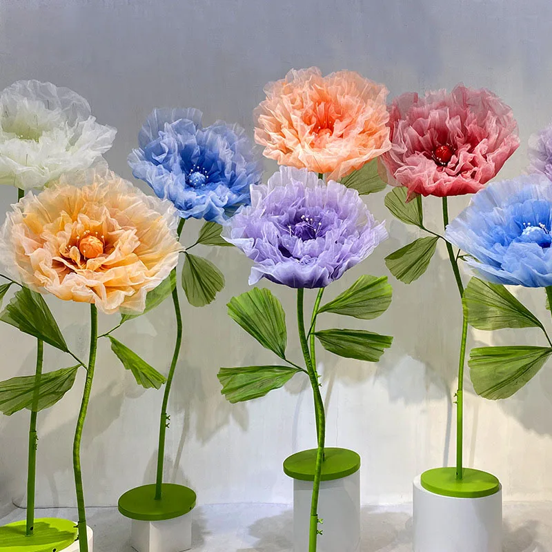 Wedding Decor Prop Large Electric Openable Artificial Flowers Height-adjustable Artificial Silk Flower Garden Decoration Mariage