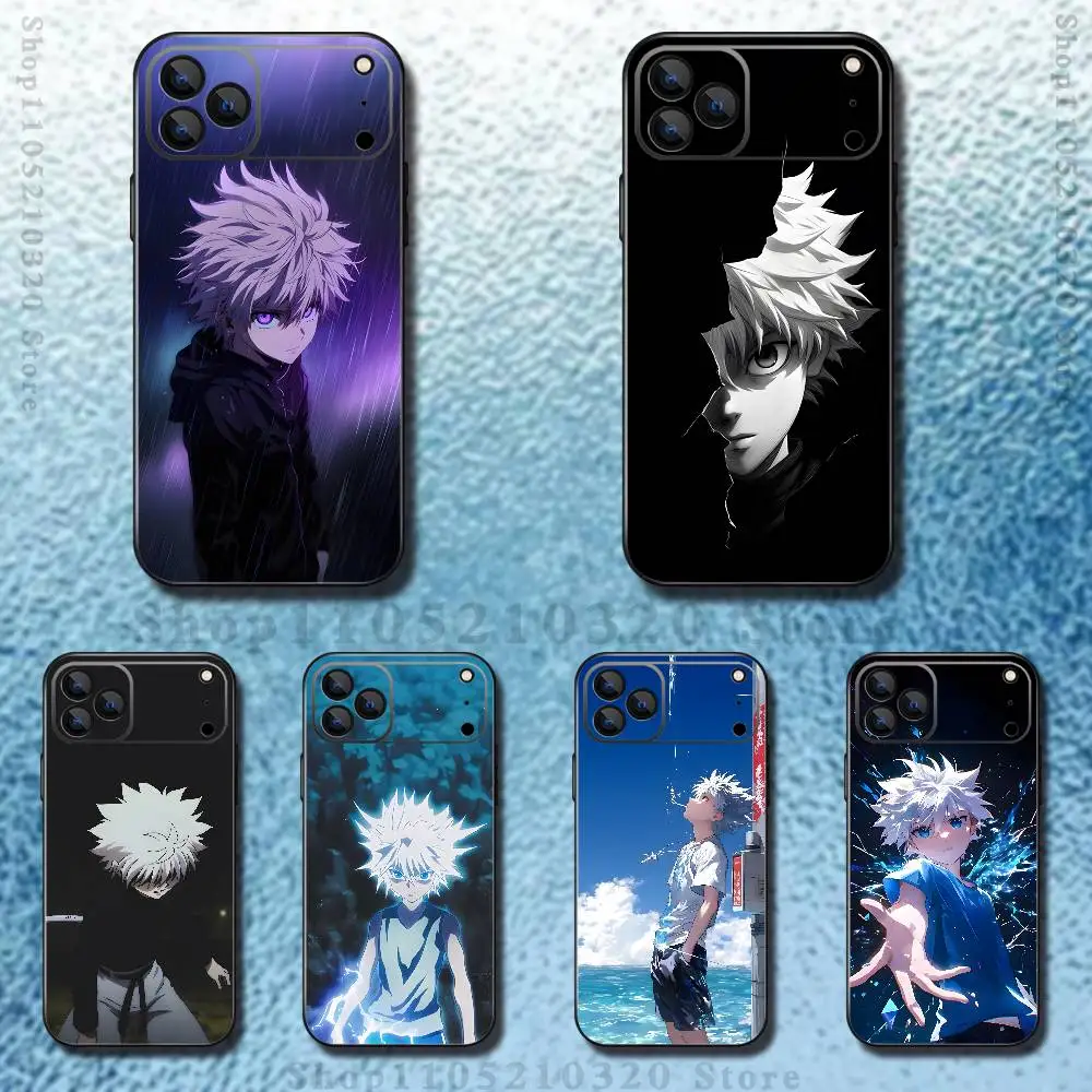 

Anime H-Hunter x Hunter Killua Phone Case For iPhone 17,16,15,14,13,12,11 ,Pro Max,XS,X,XR,SE,Mini,8,7,Soft Silicone Black Cover