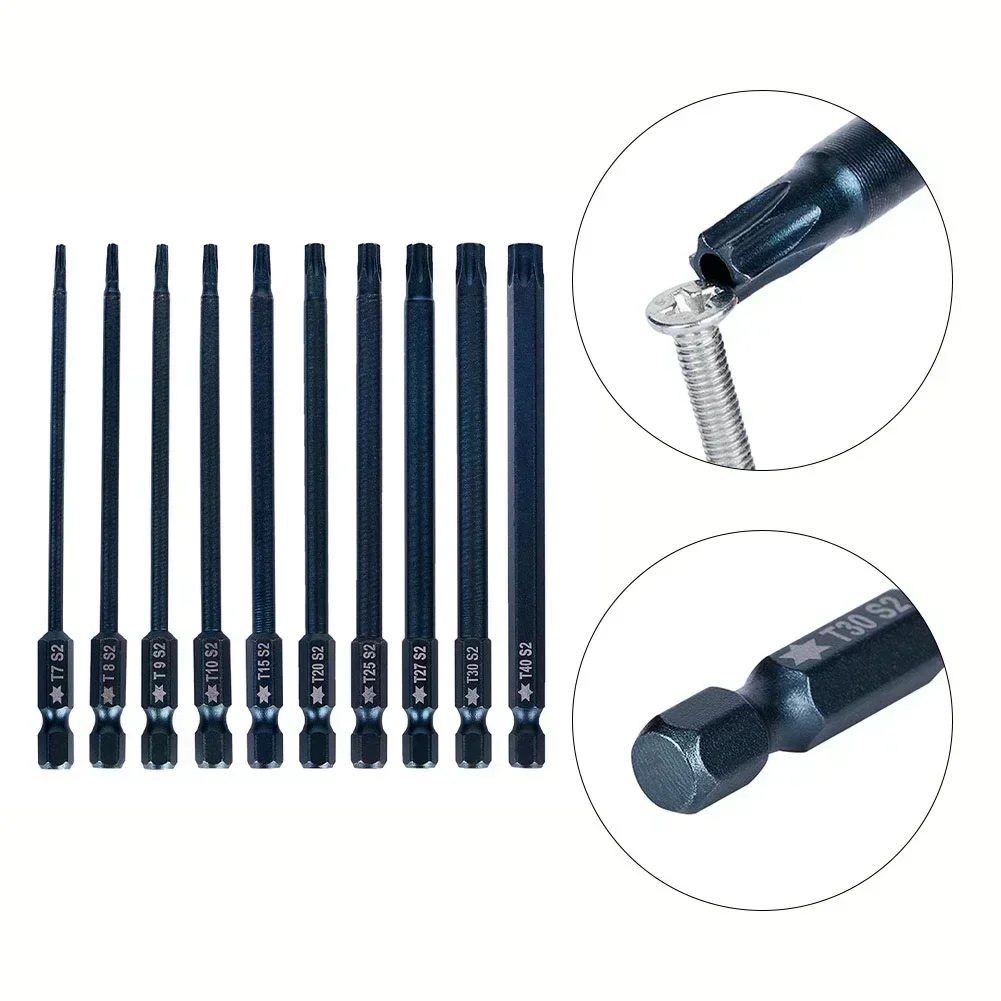 1pc 100mm Torx Head Screwdriver Bit Set Magnetic 1/4\