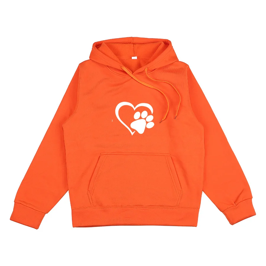 2023 new Fashion Ladies Cute Dog Paw and Heart Shape Print Hoodies Autumn Winter Women Casual Long Sleeve Hoodies Pullovers