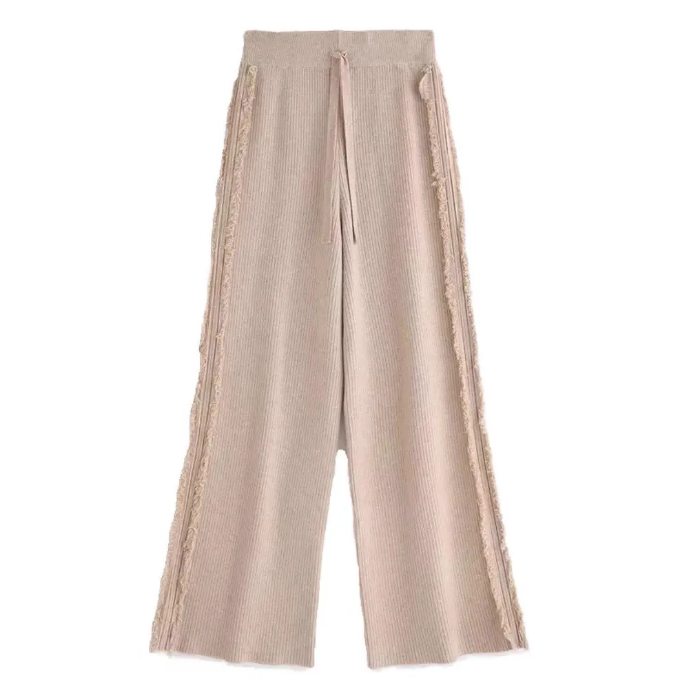 

Wide Leg Pants Streetwear Womens Winter Thick Fleece-Lined Saggy Drooping Commute Cozy Lining Nightwear Patchwork Checked Lounge