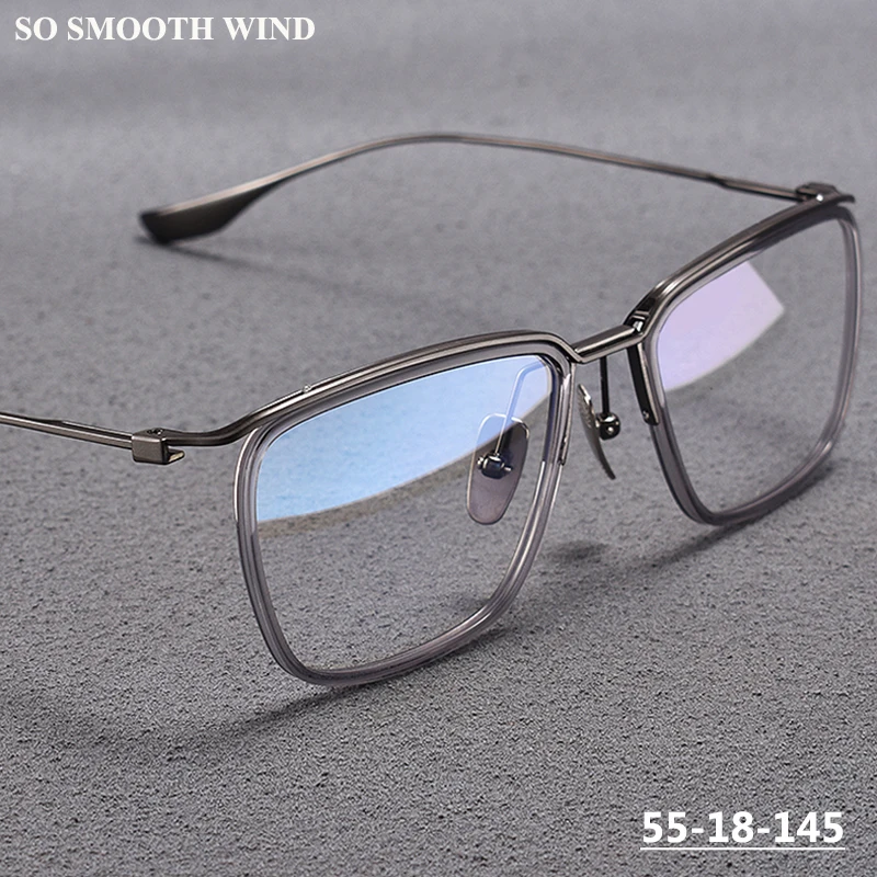 

Handmade Designer Spectacles Retro Ultralight Pure Titanium Frame Glasses Men Square Eyeglasses Women Large Faces Spectacles 106