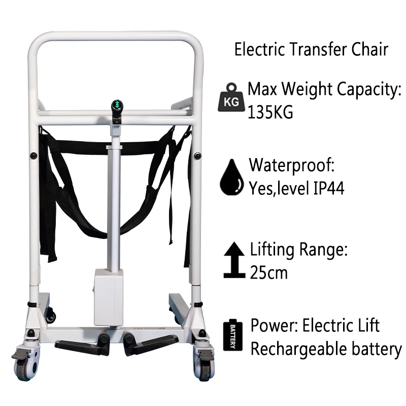 AIROW Assist for Elderly Portable Car With Universal Wheels Waterproof Shower Safety Electric Patient Lift Transfer Chair