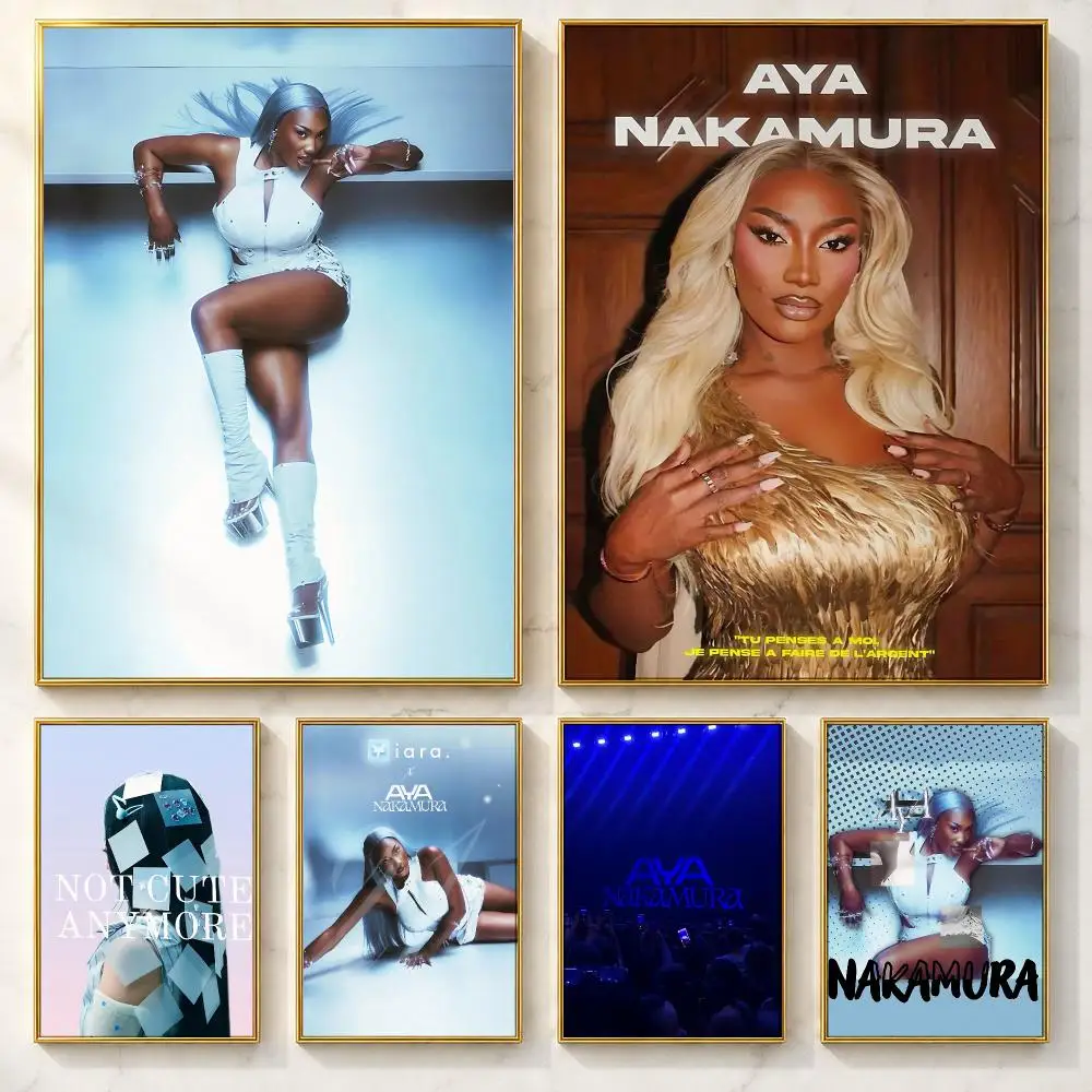 Trending Singer A-Aya NakamuraS Poster Self-adhesive Art Poster Decoracion Painting Wall Art White Kraft Paper Home Decor