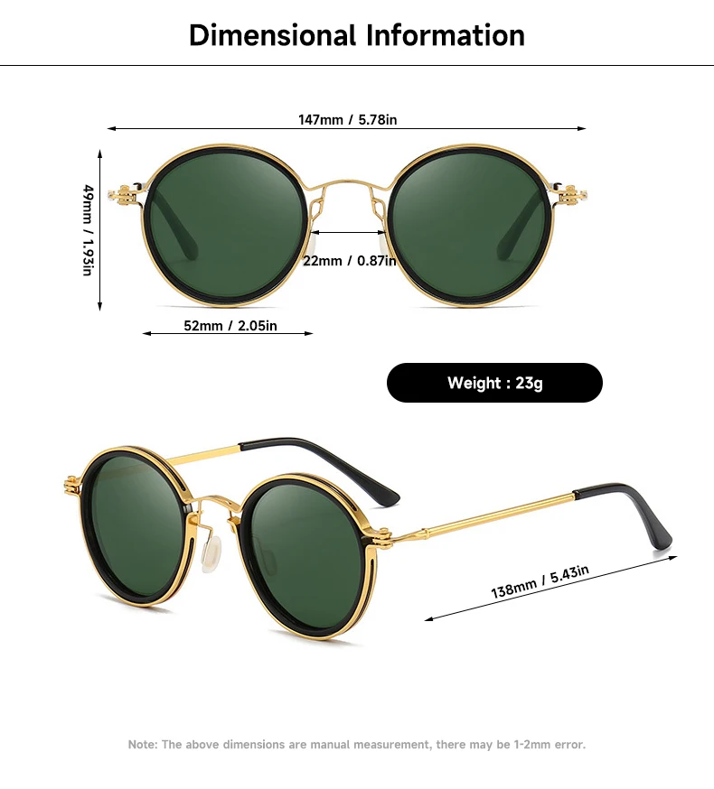 Neue 2026 Vintage Polarisierte Sonnenbrille für Herren Runde Retro-Sonnenbrille Hochwertige Legierung Brillen zum Fahren und Angeln – Detail 6