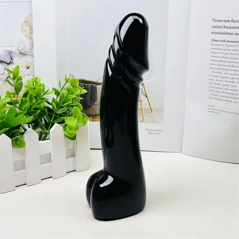 Large Size Natural Black Obsidian Crystal Massage Penis Wand Gemstone Yoni for Women Health Smooth Polished Gifts 20cm