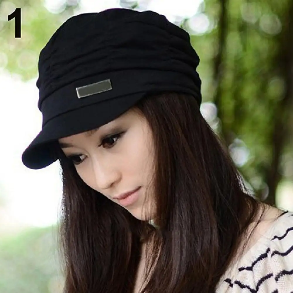 Peaked Cap Fashion Casual Hat Women Pleated Outdoor Sports Travel Sunhat