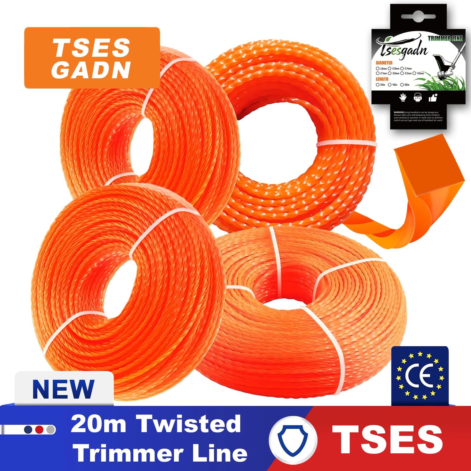 

TSES 20m Twisted Trimmer Line Mowing Nylon Grass Strimmer Line 2mm～4mm Brush Cutter High-Efficiency Brushcutter Line