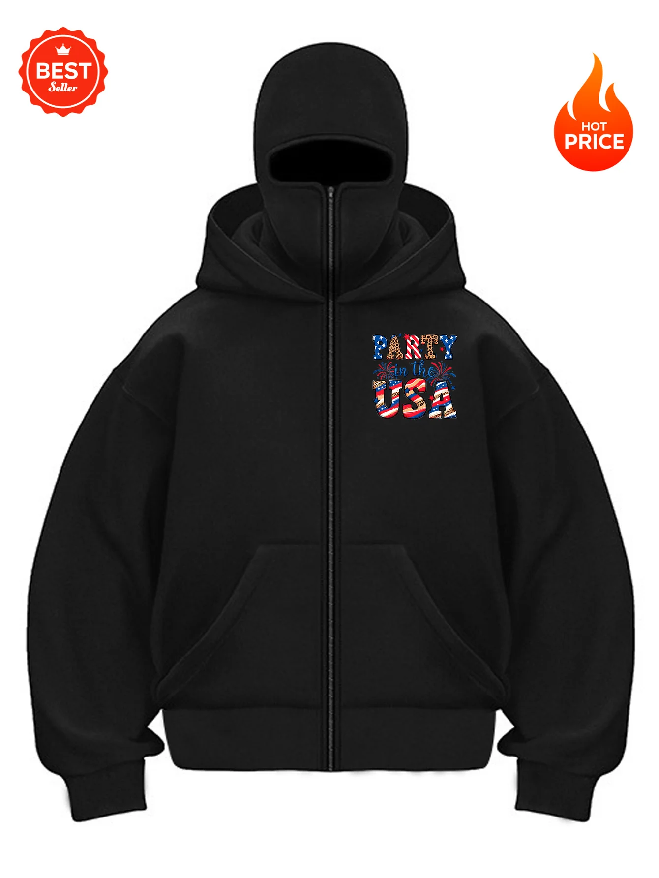 

4th of July Oversized Zip Up Hoodie Men Women Party in the USA Print Patriotic USA Flag Sweatshirt Independence Day Streetwear