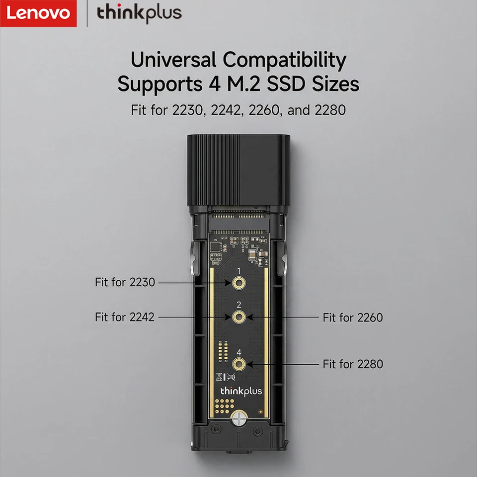 Lenovo ThinkPlus M.2 NVMe SSD Enclosure, 10Gbps USB 3.2 Type-C