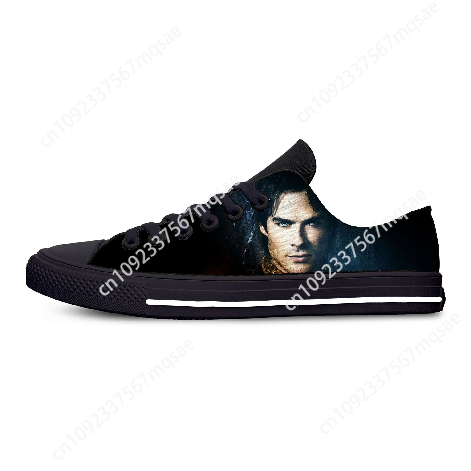 Hot Cool 3D The Vampire Diaries Damon Salvatore Fashion Funny Casual Cloth Shoes Low Top Classic Board Shoes Men Women Sneakers