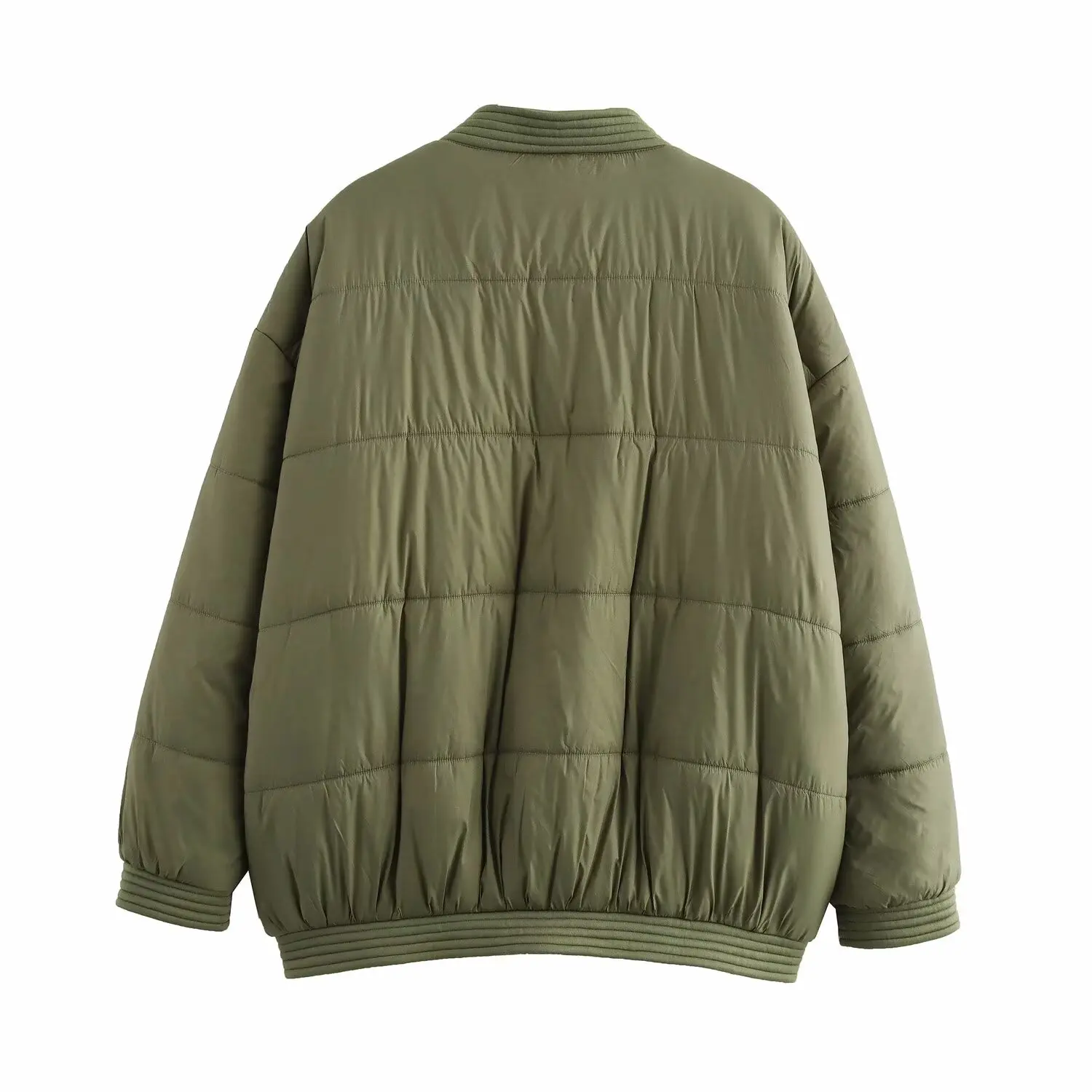 

ZAB Autumn New Women's Loose Long Sve Military een Cotton Jaet Versatile Faionable Design Street Sle V-Ne