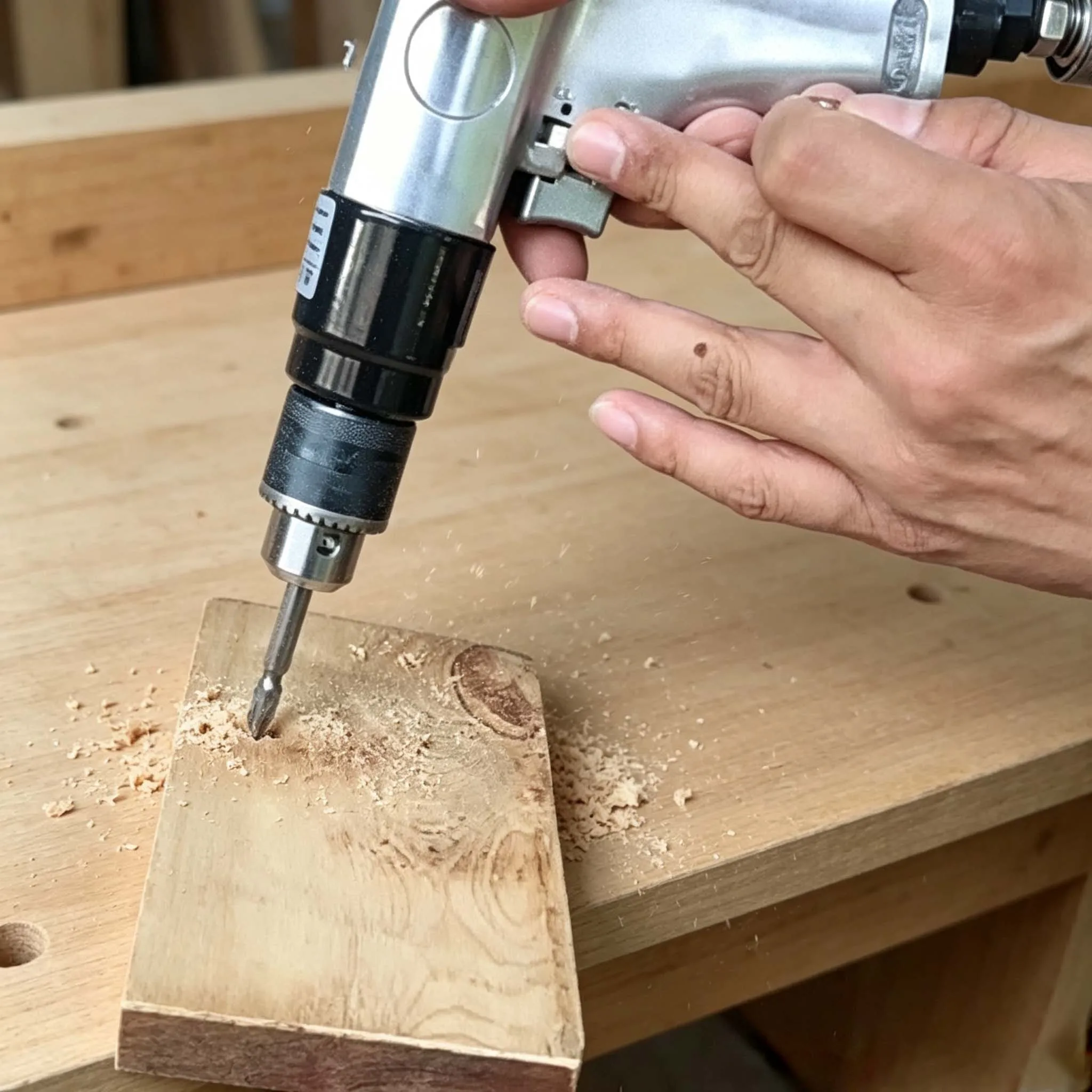 Heavy=Duty Pneumatic Drill 13mm 10mm Reversible Air Tool With Adjustable Speed=For Metal Wood Working For Industrial Manufacture