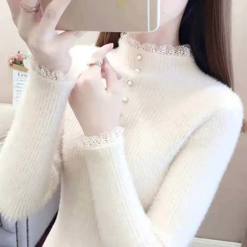 

2025 Autumn Winter Thick Sweater Women Knitted Ribbed Pullover Sweater Long Sleeve O-neck Slim Jumper Soft Warm Pull Femme Tops