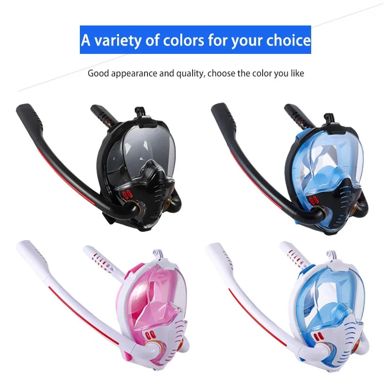 2024 New Double Respirator Snorkeling Diving Mask Full Face Dry Style Swiming Snorkel Set Equipment Underwater Accessories