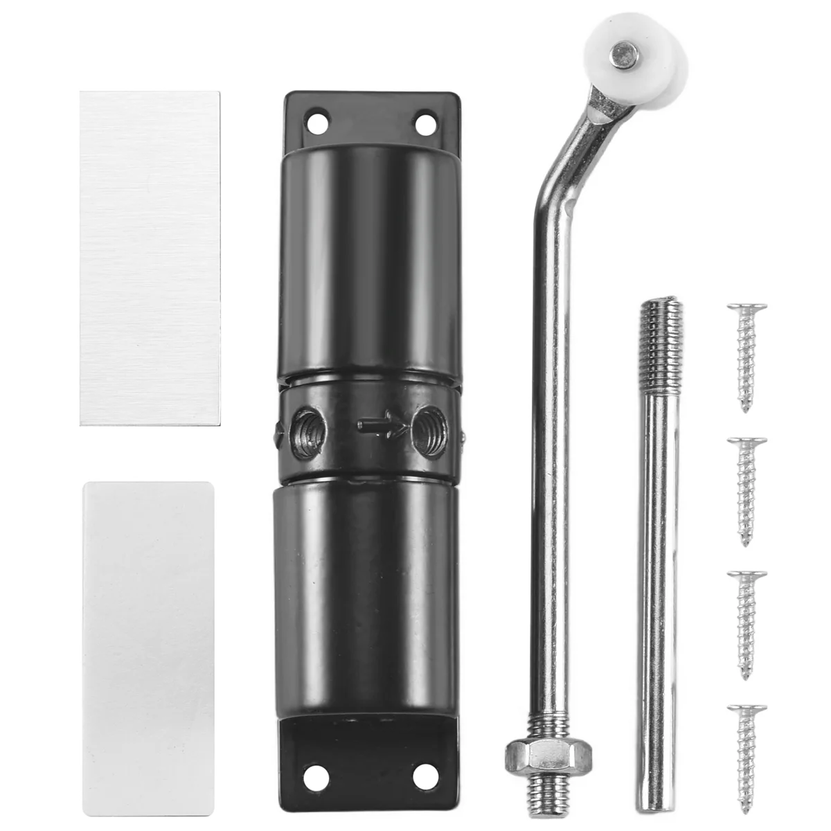 Door Closer Household Black Belt Wheel Adjustable Automatic Door Closing Light Zinc Alloy Spring Door Closer