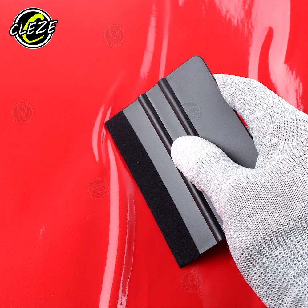 CLEZE 7x10cm Mini Felt Squeegee Professional Black Plastic Scraper Tool for Car Vinyl Wrap PPF Window Tint Film Installation