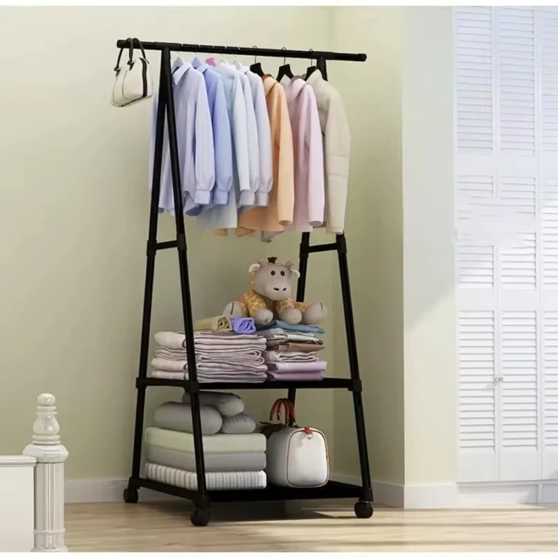 Metal Small Garment Rack Sturdy Clothing Rack with Double Layer Shelf for Storing Clothes Shoes Suitable for Bedroom