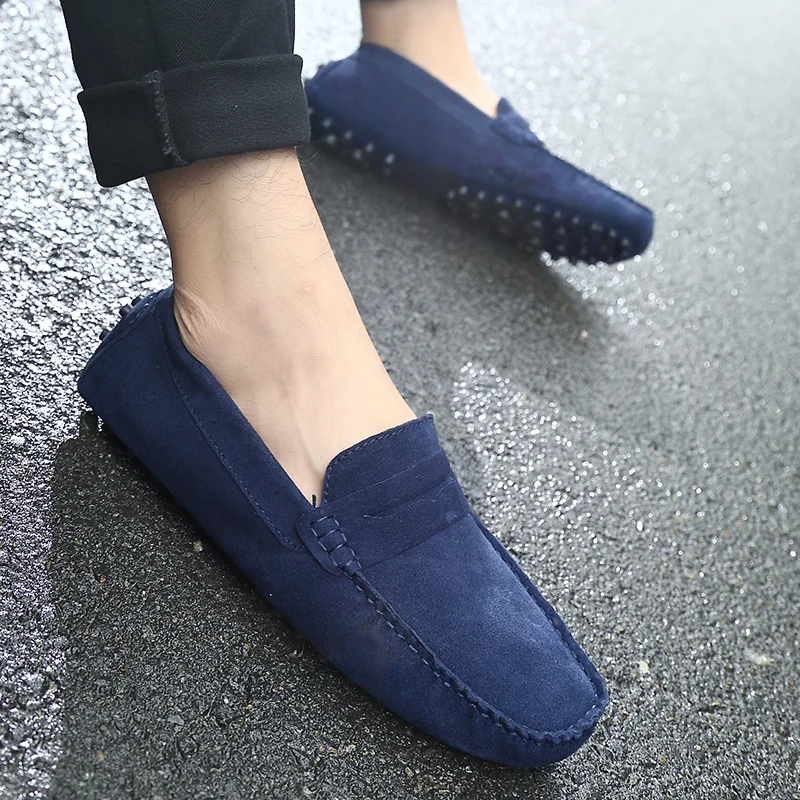 Men Casual Shoes Fashion Men Shoes Handmade Suede Genuine Leather Mens Loafers Moccasins Slip on Men\'s Flats Grainy Driver Shoes